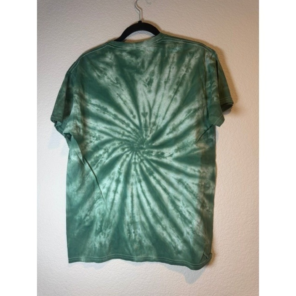 Aaliyah Graphic Tee Green Tie Dye Spiral Cotton Short Sleeve T-Shirt Womens sz S - Picture 4 of 4